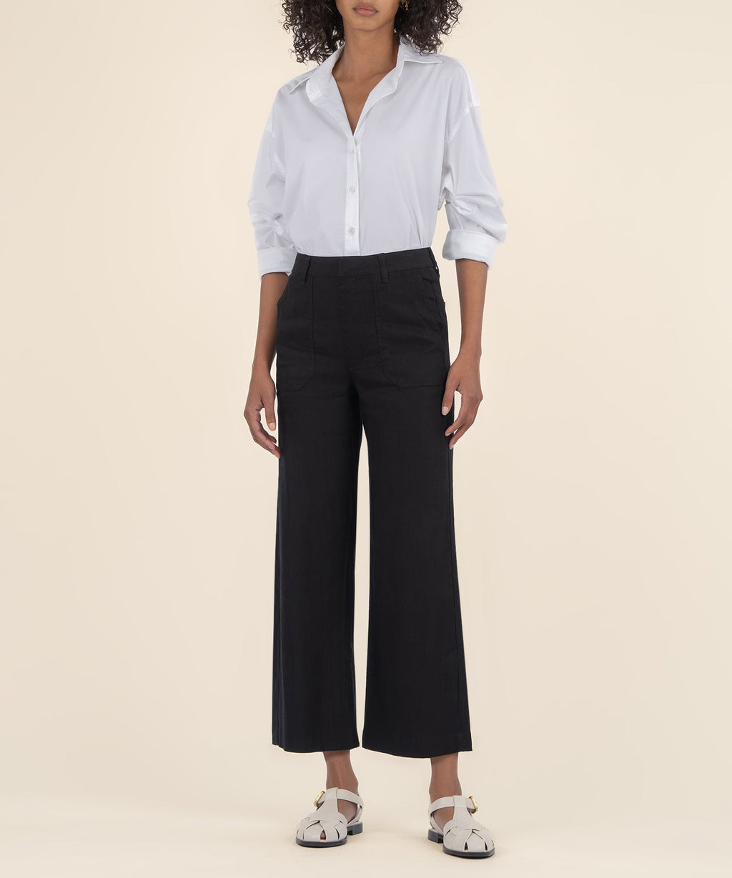 Topaz Linen Wide Leg, Petite in Black