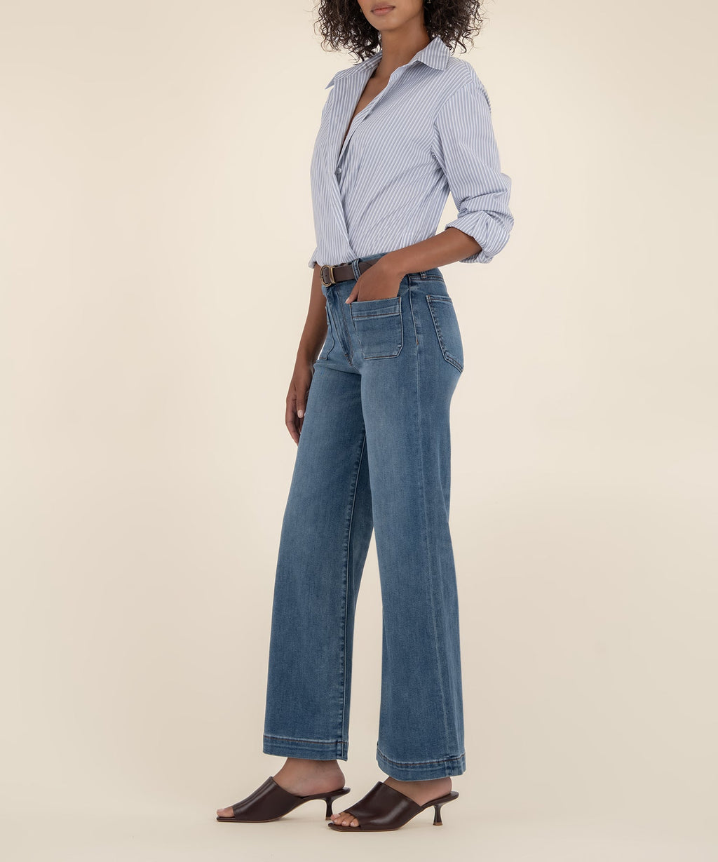 Meg High Rise Wide Leg, Petite in Loyalty Wash