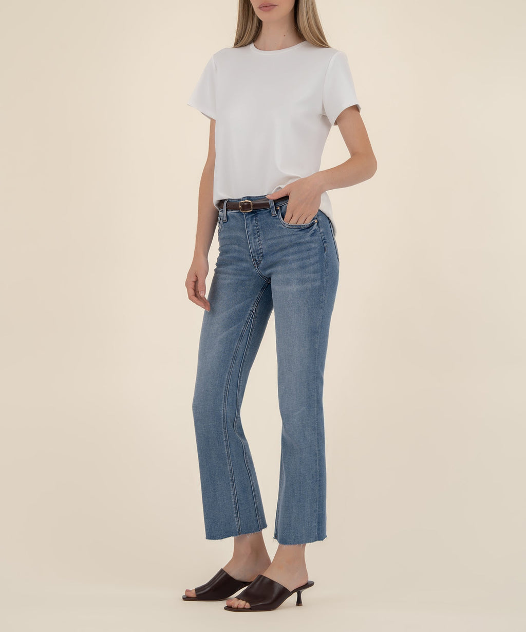 Kelsey High Rise Ankle Flare, Petite in Comprehensive Wash