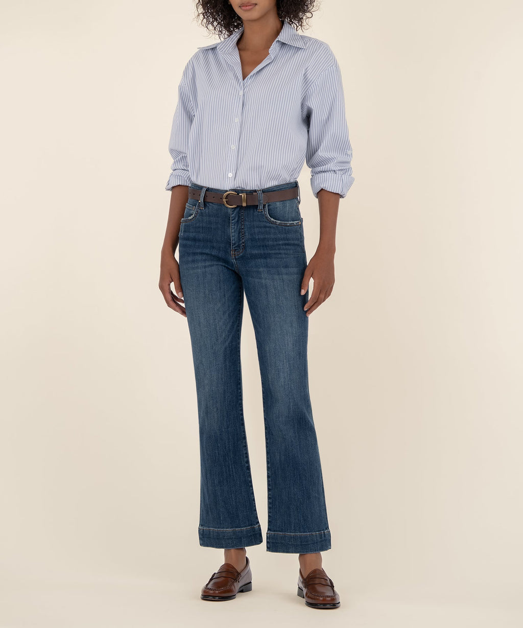 Kelsey High Rise Ankle Flare, Petite in Vibrant Wash