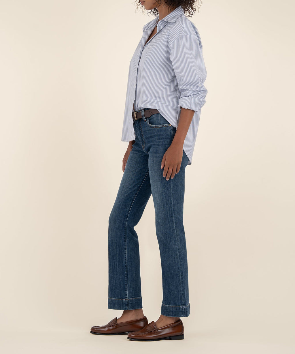 Kelsey High Rise Ankle Flare, Petite in Vibrant Wash
