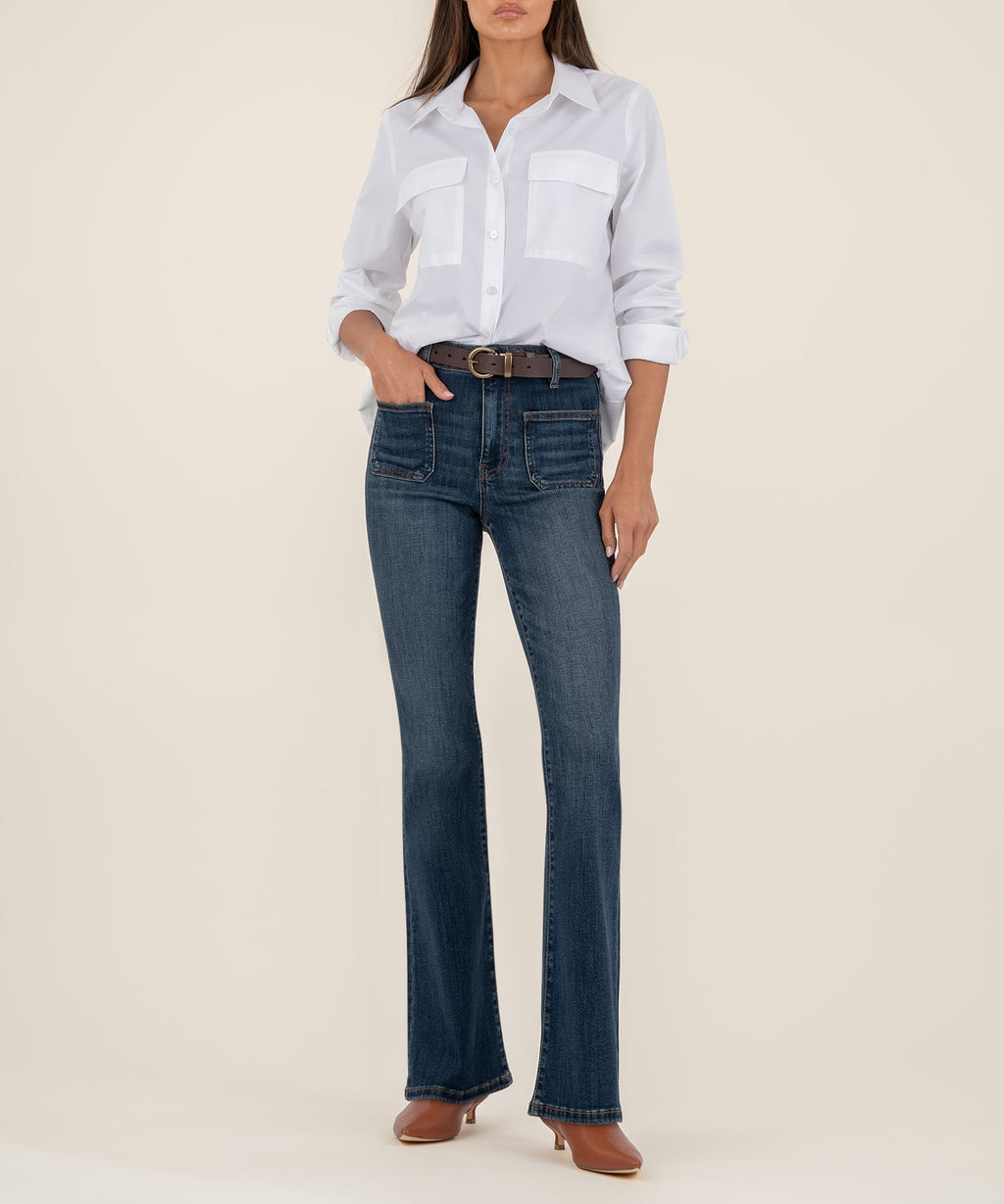 Ana High Rise Flare, Petite in Deductive Wash