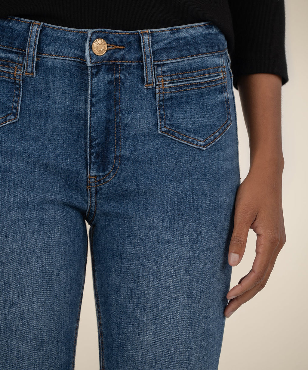 Kelsey High Rise Ankle Flare, Petite in Unbreakable Wash