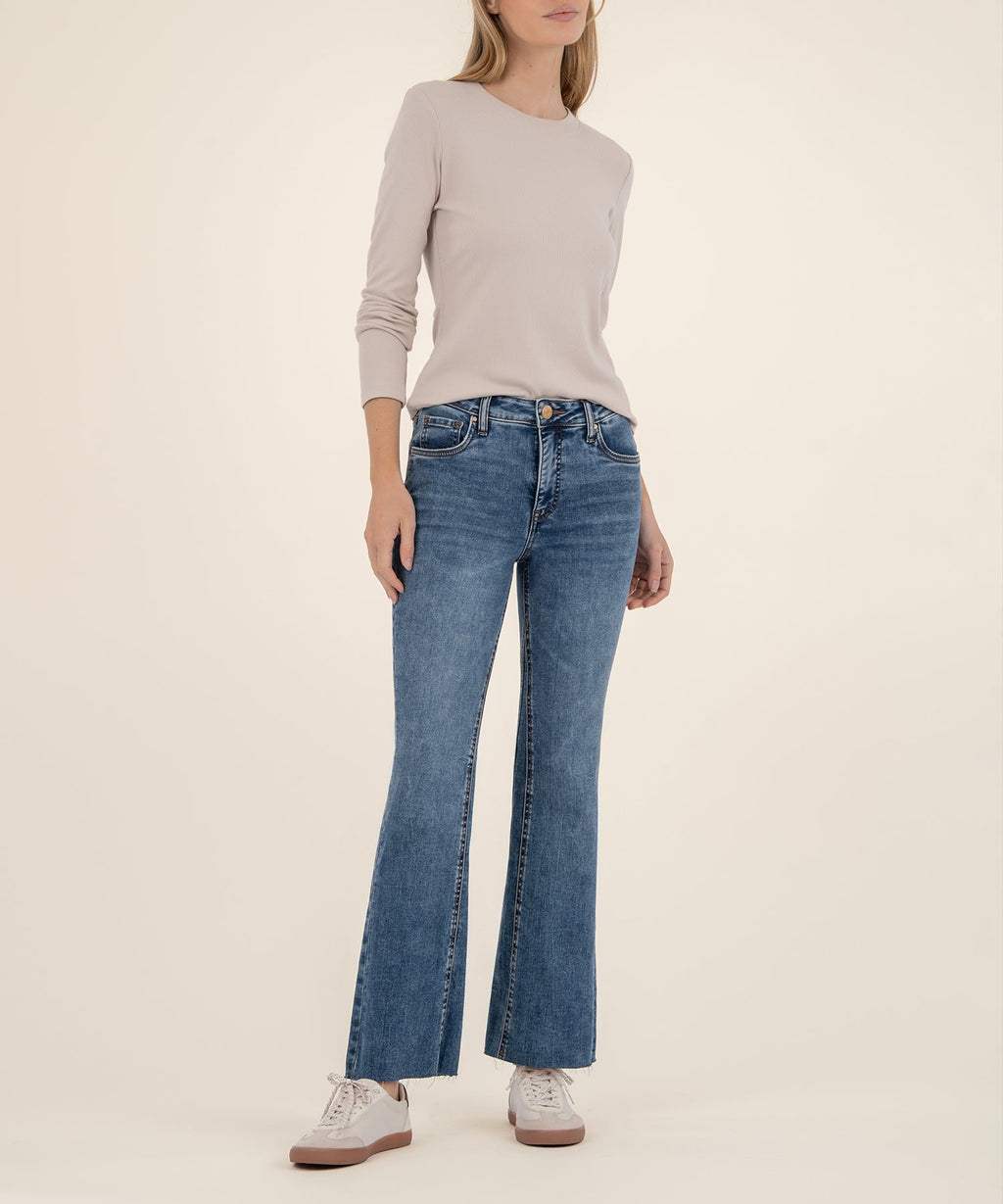 Kelly High Rise Flare, Petite in Heroic Wash